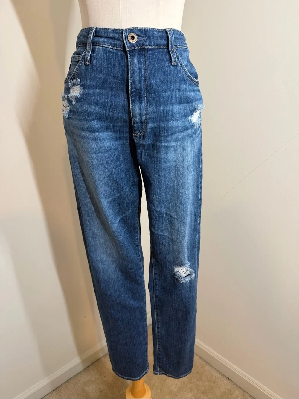 Adriano Goldschmidt AG The High Rise Stevie Ankle -SZ 30R- Blue Distressed Jeans
